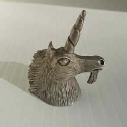 Unicorn Head Pewter Thimble, Spoontiques, 1980