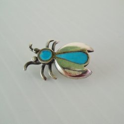 Sterling Silver and Turquoise House Fly Pin Brooch