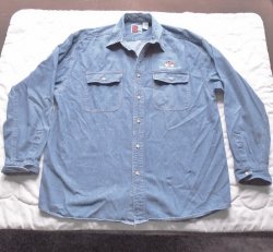 Wells Fargo Faded Blue Long Sleeve Denim Shirt, size XL