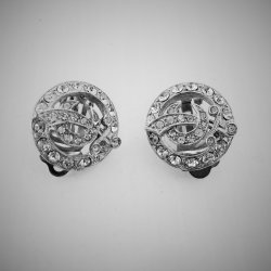 Masonic Shriners Silver Tone Rhinestone Clip on Earrings