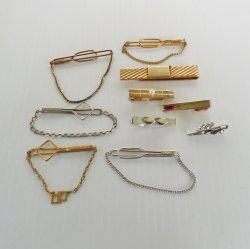 Vintage Tie Bars Clips, Qty 10, All Swank, 1930s-60s