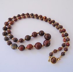 Brown Beaded Necklace, Possibly Marble Beads, 24.5 Inch