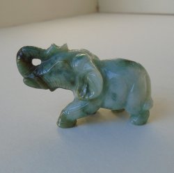 Jade Elephant, Marbled Green Color, 1.5 x 2.5 inches