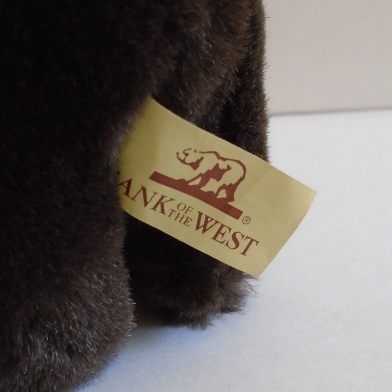 Bank of the West logo Santa Claus Grizzly Bear. Approximately 7 inches. Estimated age from 1980s -2000. Estate purchase. 