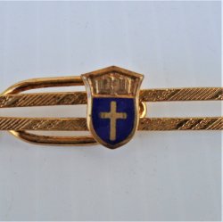 Nurse Themed Tie Bar with Cross, Religious Vintage Goldtone 