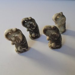 Carved Rock Elephants, 1 inch tall, Set of 4