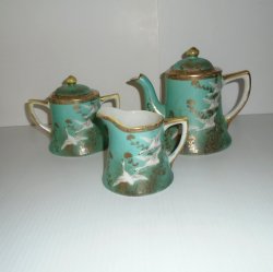 Nippon Moriage Tea Set 1930s - 1950s, Hand Painted Porcelain