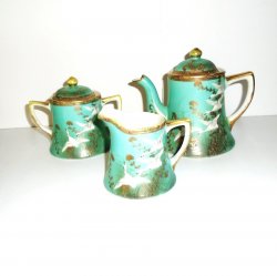 Nippon Moriage Tea Set 1930s - 1950s, Hand Painted Porcelain