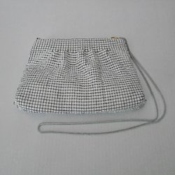 White Sequin Evening Shoulder Bag, Zipper Pull Marked FDC