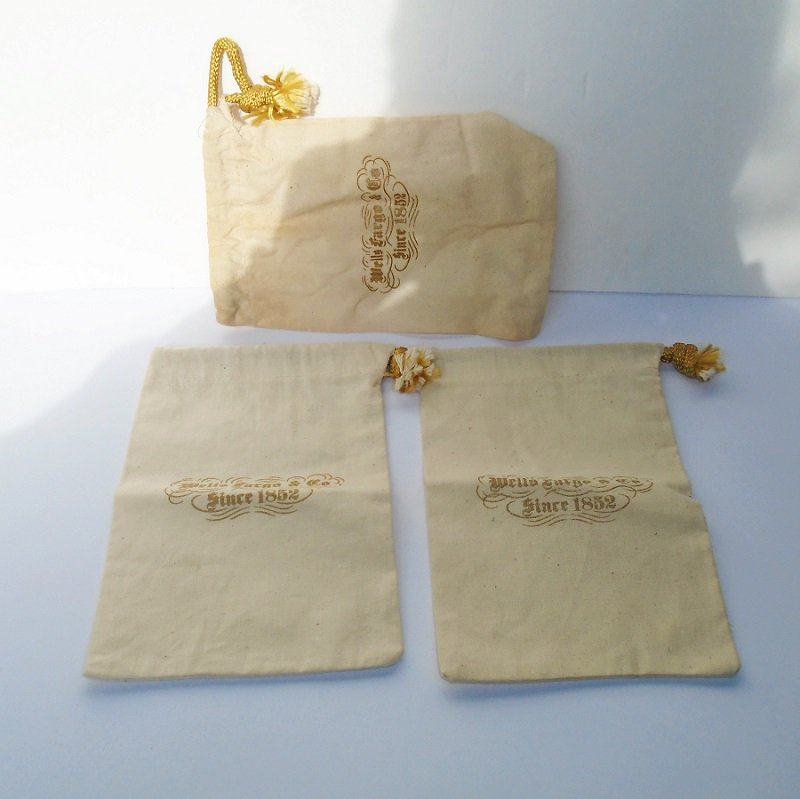 Wells Fargo Bank Canvas Cloth Bags, 3 Small