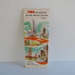 TWA Air Routes in United States, 1956 Map