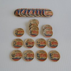 Milk Bottle Pull Tops, 1950s, 24 Presidents and Raw Market