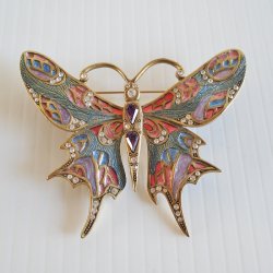 Sweet Romance Crystal Rhinestone Enamel Butterfly Brooch