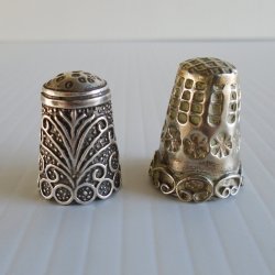 Mexico Sterling Silver Thimbles, Qty of 2, Vintage