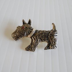 Scottish Terrier, Scottie Dog Silvertone Pin Brooch