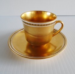 Gold Gilt Teacup or Demitasse Cup and Saucer