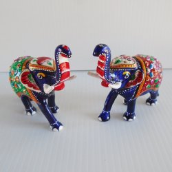 Enamel Elephants, Set of 2 Cloisonne from India