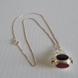 Spinning Barrel Necklace 925 Sterling Silver, 4 Color Stones