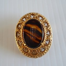 Florenza Glass Faux Tortoiseshell Brooch, Mid Century