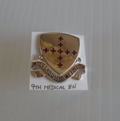 9th Army Medical DUI Insignia Pin 'Where You Lead We Follow'