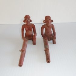 Nude Couple Clay Smoking Pipes, Vintage, Possibly Aztec