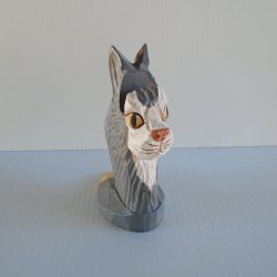 Peepers Carved Cat Head Eyeglass or Business Card Holder