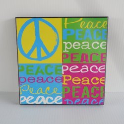 Wood Peace Sign Plaque, 8 by 8 inches