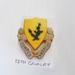 12th Cavalry Insignia Pin Semper Paratus, WWII Vietnam Iraq