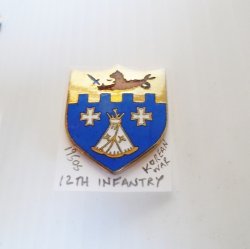 12th Infantry Reg U.S. Army 1950s Korean War Insignia Pin