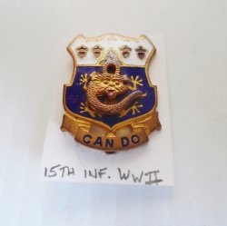 15th Army Infantry Regiment Can Do WWII DUI Insignia Pin