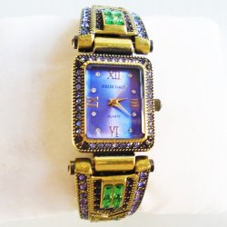 Heidi Daus Antiqued Rhinestone Cuff Watch, Art Deco