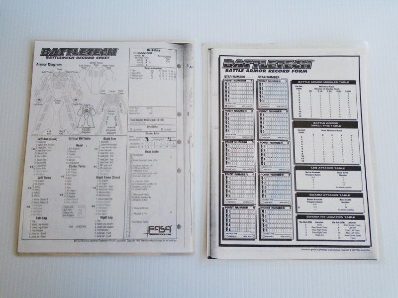 Battletech Record Sheets 3050 book. Each sheet has diagrams that include weapon and equipment references. Approx 250 sheets.