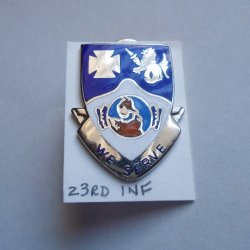 23rd U.S. Army Infantry DUI Insignia pin, 'We Serve' motto