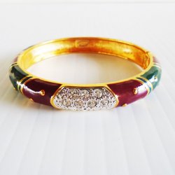 Joan Rivers Enamel Multi Color Rhinestone Bangle Bracelet