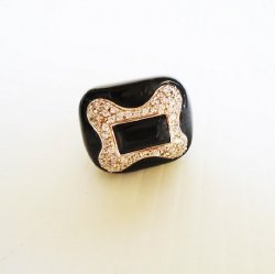 Dog Bone Shaped Enamel Rhinestone Cocktail Ring, SZ9, Macy's