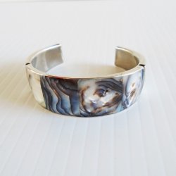 Mother of Pearl Abalone Cuff Bracelet, Vintage 1980s