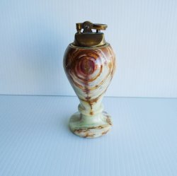 Brown Marbled Table Lighter, 6 inch tall, 1960s Japan