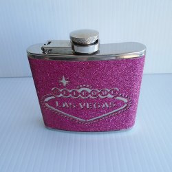 Welcome to Las Vegas Hot Pink Glitter Flask, New