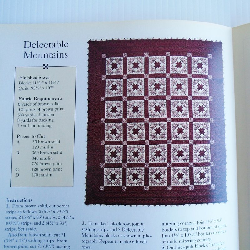 Delectable Mountains Quilt Pattern with Actual Size Templates. From Best Loved Quilt Patterns Series, Oxmoor House Inc. 1993