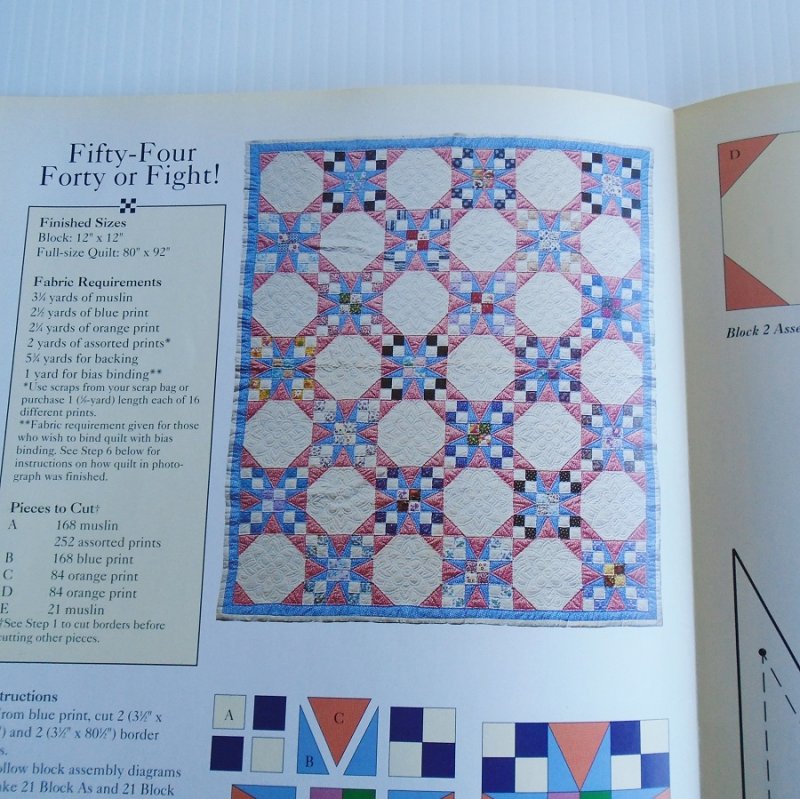 Fifty Four Forty or Fight Quilt Pattern with Actual Size Templates. From Best Loved Quilt Patterns Series, Oxmoor House Inc. 1992.