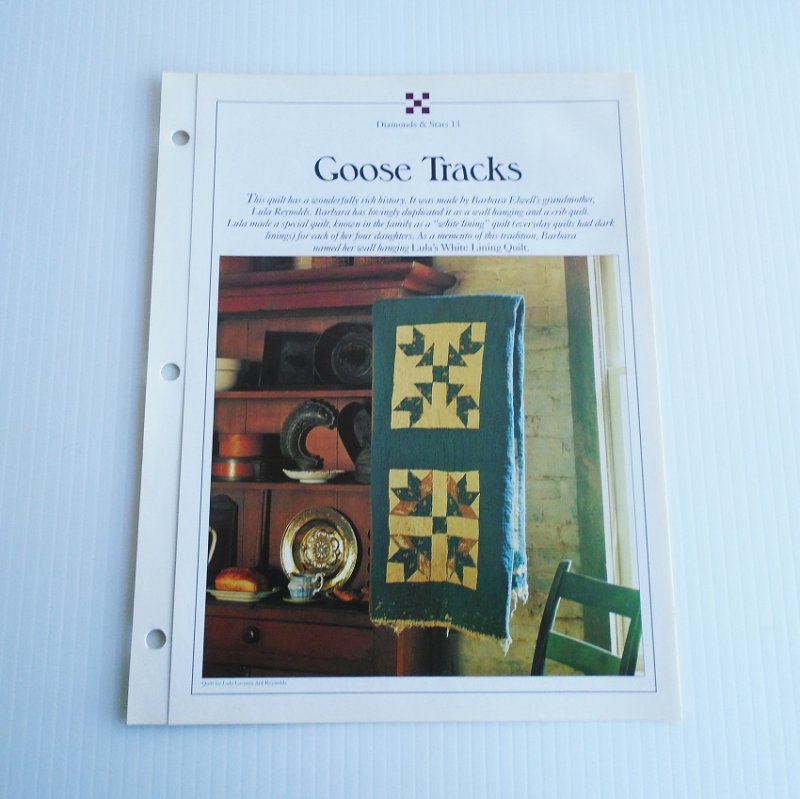 Goose Tracks quilt pattern for twin, wall, and crib size quilts. Actual size templates included. From Best Loved Quilt Patterns Series, Oxmoor House Inc. 1993