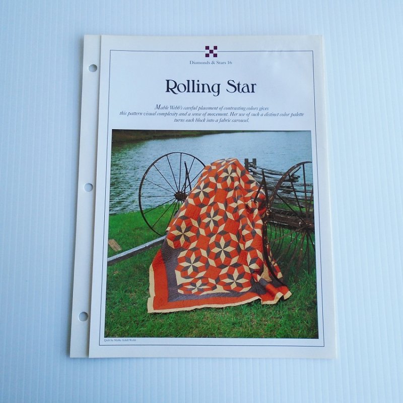 Rolling Star quilt pattern for a 106 by 127.5 inch quilt. Actual size templates included. From Best Loved Quilt Patterns Series.