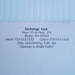 '.Exchange Club Beatty NV 1960s.'