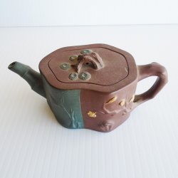 Chinese Yixing Bamboo Design Teapot, Vintage