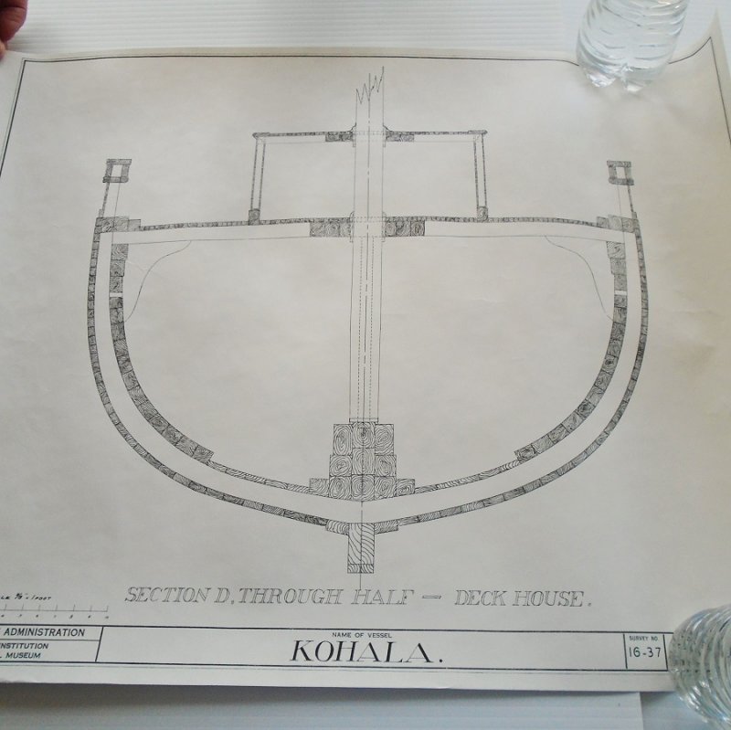 Barkentine Kohala model plans blueprints. From Smithsonian Institute Historic American Merchant Marine Survey (HAMMS). 6 double sided sheets, 12 plans