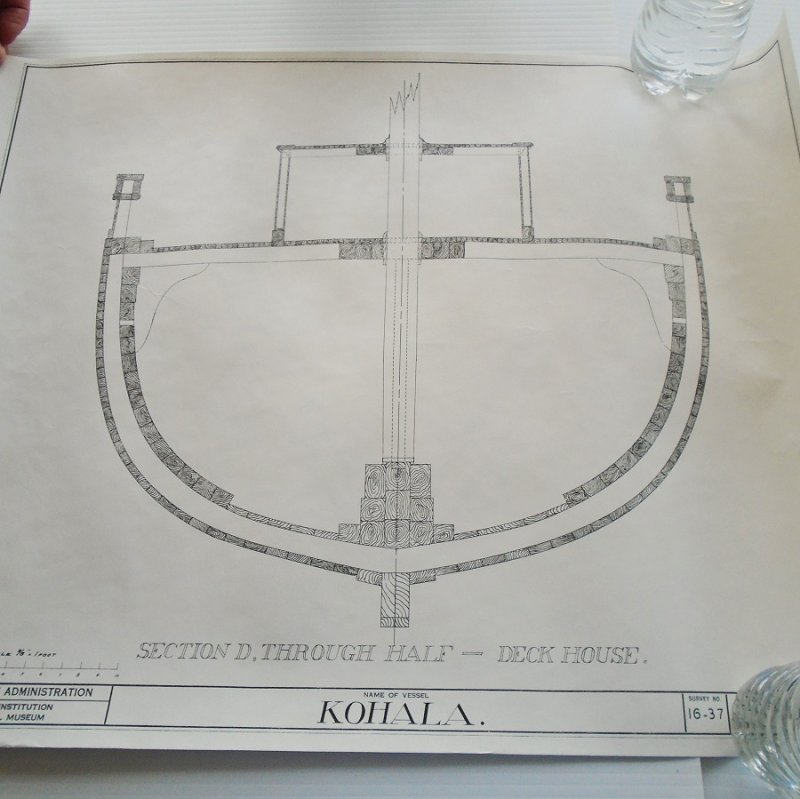 Barkentine Kohala model plans blueprints. From Smithsonian Institute Historic American Merchant Marine Survey (HAMMS). 6 double sided sheets, 12 plans