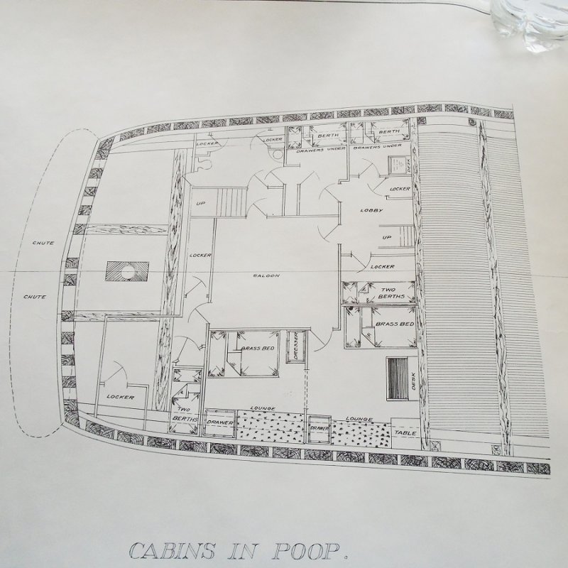 Barkentine Kohala model plans blueprints. From Smithsonian Institute Historic American Merchant Marine Survey (HAMMS). 6 double sided sheets, 12 plans