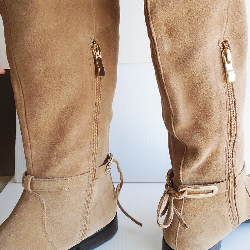 White House Black Market Tan Over the Knee Suede Boots, 9M