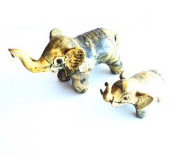 Marbled Elephants, Mother and Baby Statues