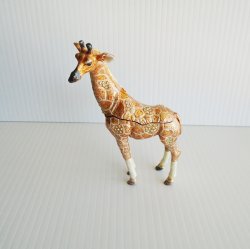 Giraffe Trinket Box, Jeweled, Hinged, 5.5 inches tall